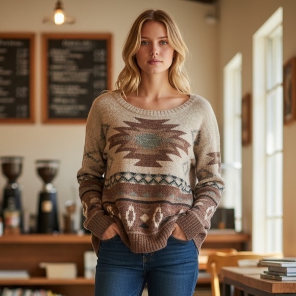 American Eagle Outfitters Sweaters - American Eagle | Women's Beige Patterned Sweater | Size XS